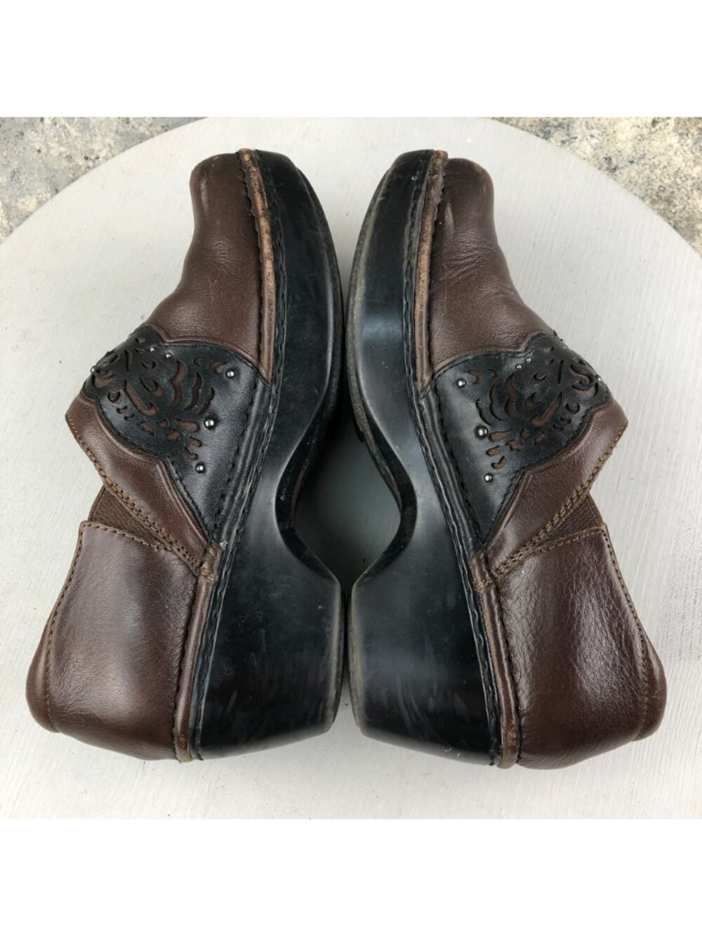 Ariat Women's Size 8B Tambour Hazelnut Brown Black Leather Slip On Urban Clogs - Picture 10 of 16